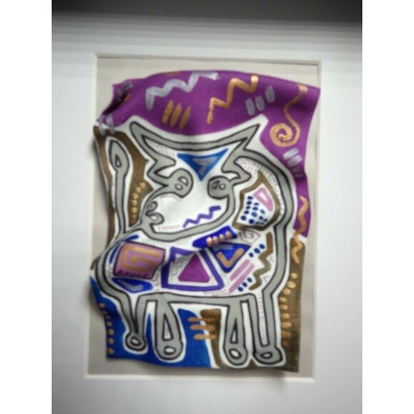 3 D Bull Painting Cow Southwest Native or Panama Kuna Style Shadow Box - Picture 3 of 5